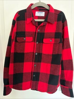 Boys Old Navy Flannel Plaid Button Down Size Small (6-7)